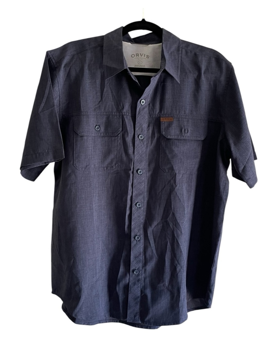Orvis Men’s  Shirt Large Blue Short Sleeve Lightweight Outdoor Fishing Shirt